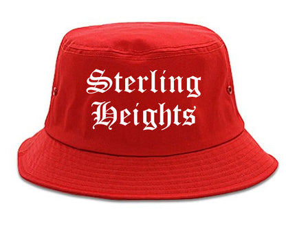 Sterling Heights Michigan MI Old English Mens Bucket Hat Red