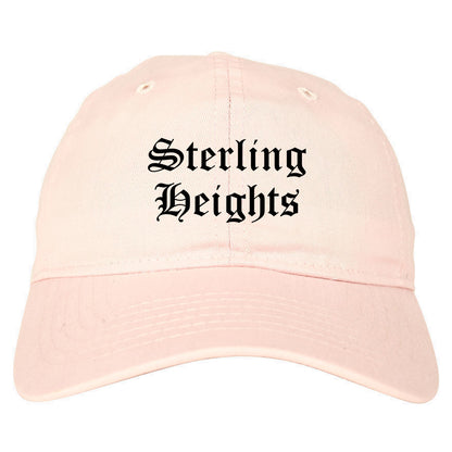 Sterling Heights Michigan MI Old English Mens Dad Hat Baseball Cap Pink