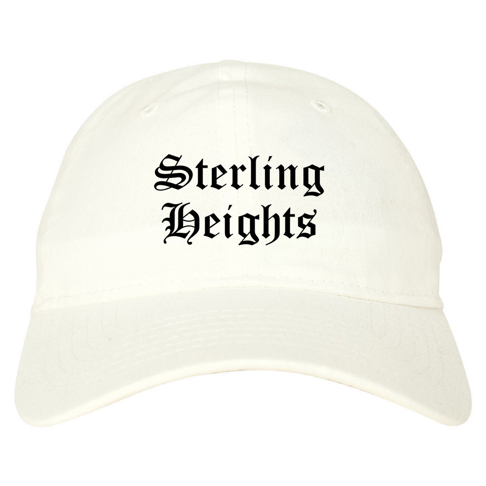 Sterling Heights Michigan MI Old English Mens Dad Hat Baseball Cap White