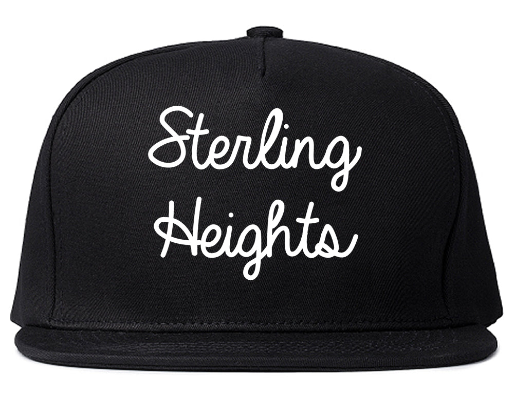 Sterling Heights Michigan MI Script Mens Snapback Hat Black