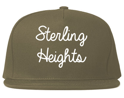 Sterling Heights Michigan MI Script Mens Snapback Hat Grey