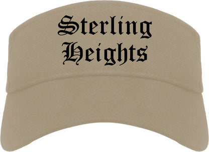 Sterling Heights Michigan MI Old English Mens Visor Cap Hat Khaki