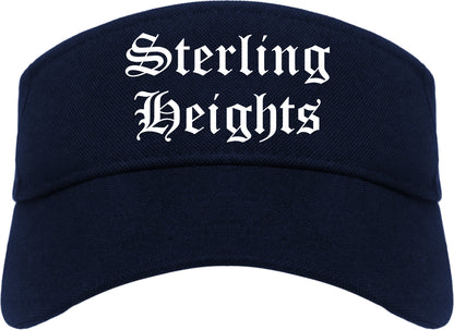 Sterling Heights Michigan MI Old English Mens Visor Cap Hat Navy Blue
