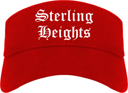 Sterling Heights Michigan MI Old English Mens Visor Cap Hat Red