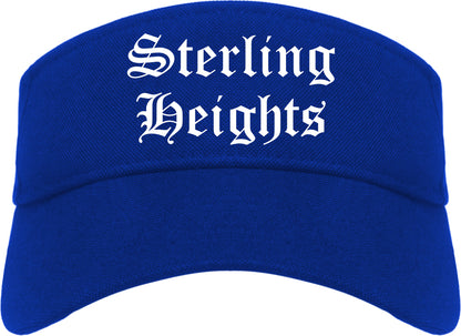 Sterling Heights Michigan MI Old English Mens Visor Cap Hat Royal Blue