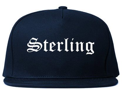 Sterling Illinois IL Old English Mens Snapback Hat Navy Blue