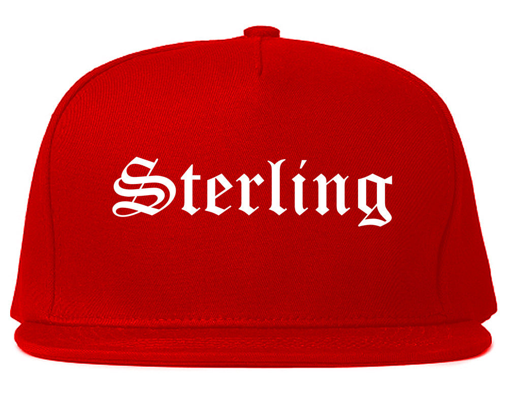 Sterling Illinois IL Old English Mens Snapback Hat Red