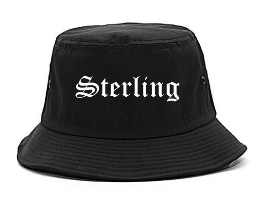 Sterling Illinois IL Old English Mens Bucket Hat Black