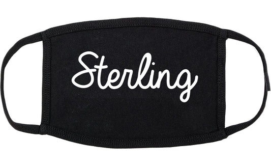 Sterling Illinois IL Script Cotton Face Mask Black