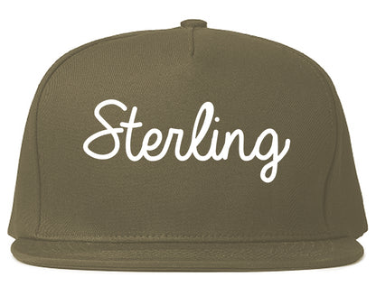 Sterling Illinois IL Script Mens Snapback Hat Grey