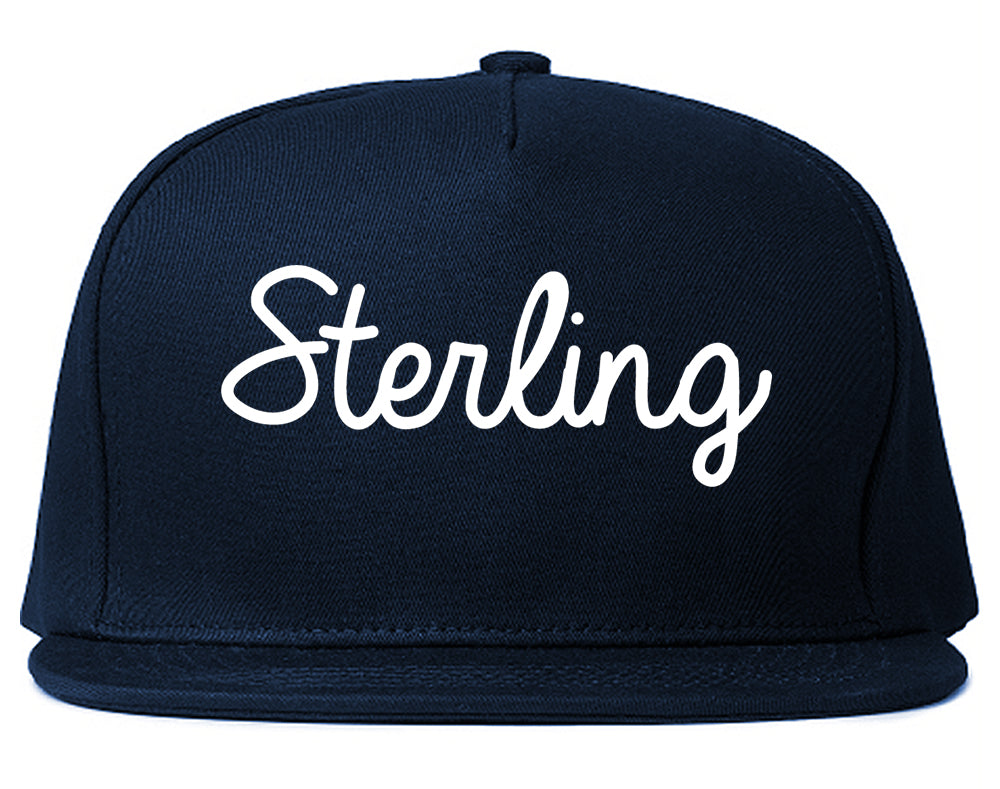 Sterling Illinois IL Script Mens Snapback Hat Navy Blue