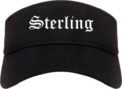 Sterling Illinois IL Old English Mens Visor Cap Hat Black