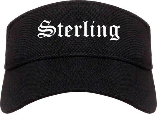 Sterling Illinois IL Old English Mens Visor Cap Hat Black