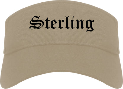 Sterling Illinois IL Old English Mens Visor Cap Hat Khaki
