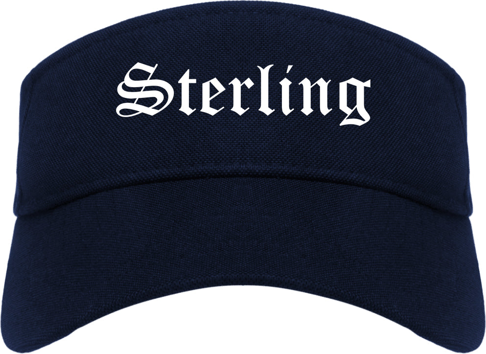 Sterling Illinois IL Old English Mens Visor Cap Hat Navy Blue