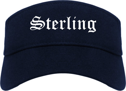 Sterling Illinois IL Old English Mens Visor Cap Hat Navy Blue