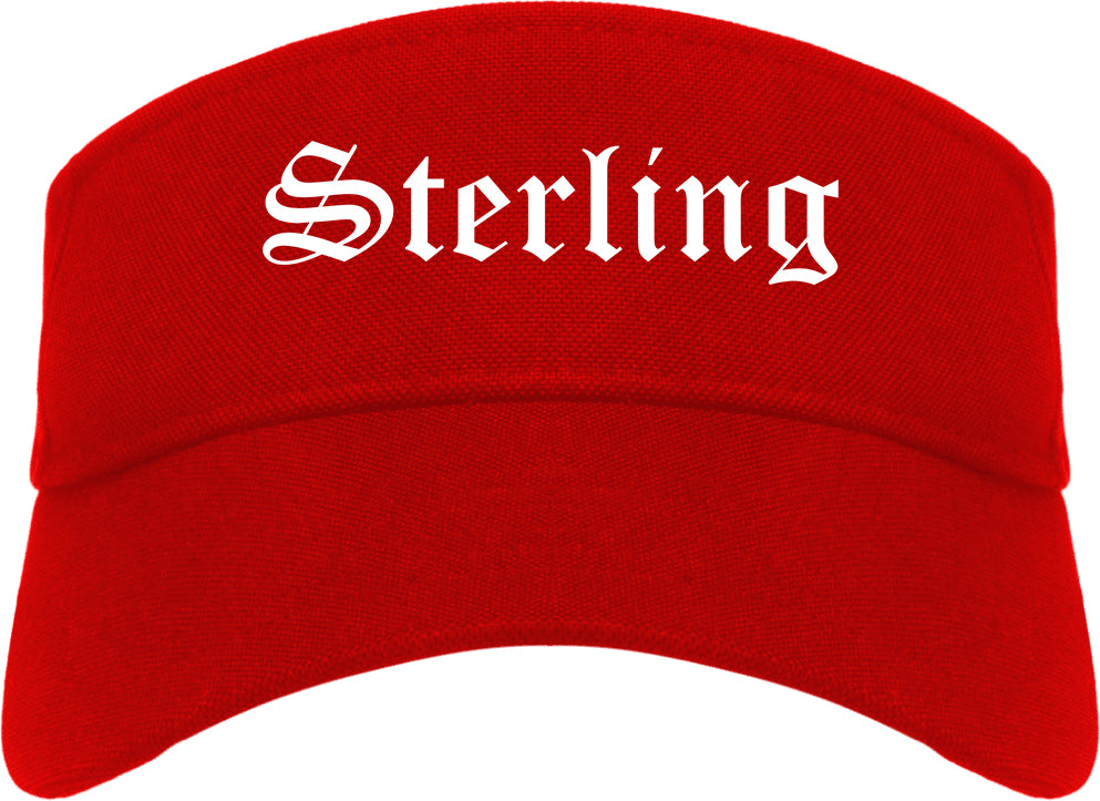 Sterling Illinois IL Old English Mens Visor Cap Hat Red