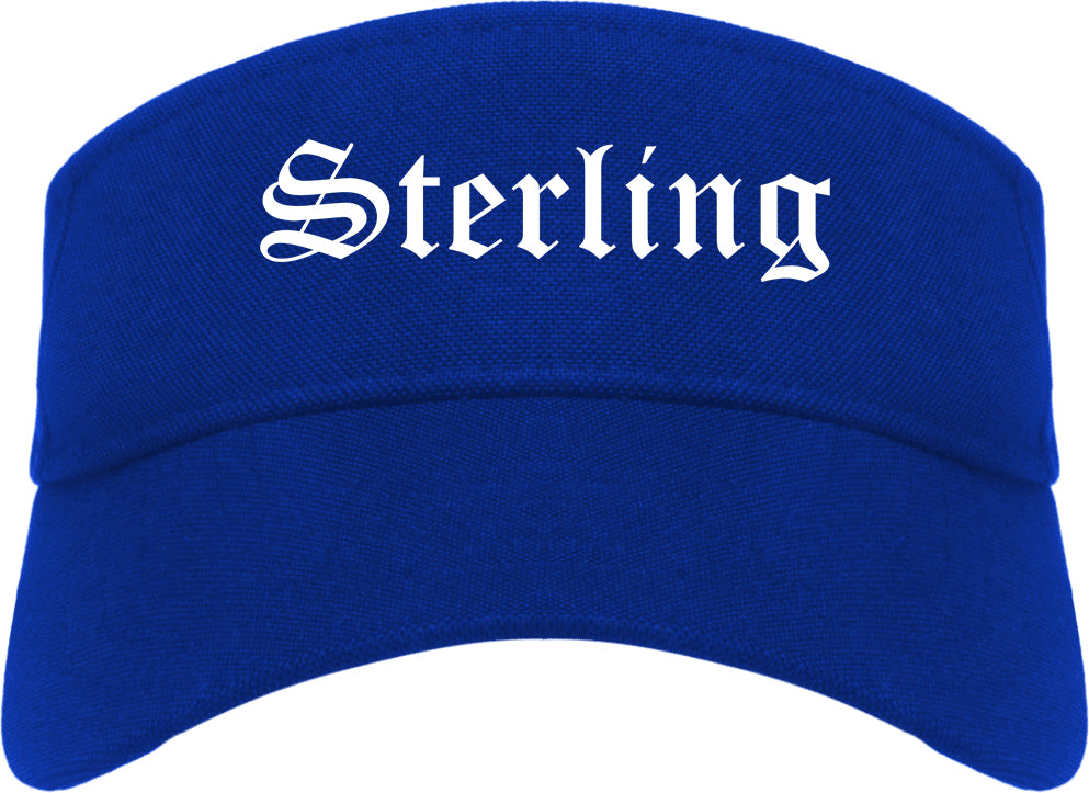 Sterling Illinois IL Old English Mens Visor Cap Hat Royal Blue