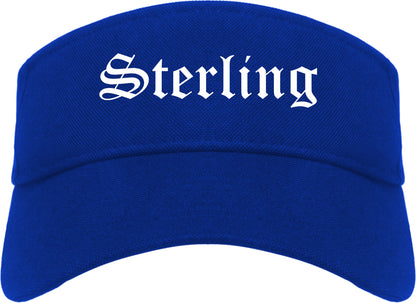 Sterling Illinois IL Old English Mens Visor Cap Hat Royal Blue