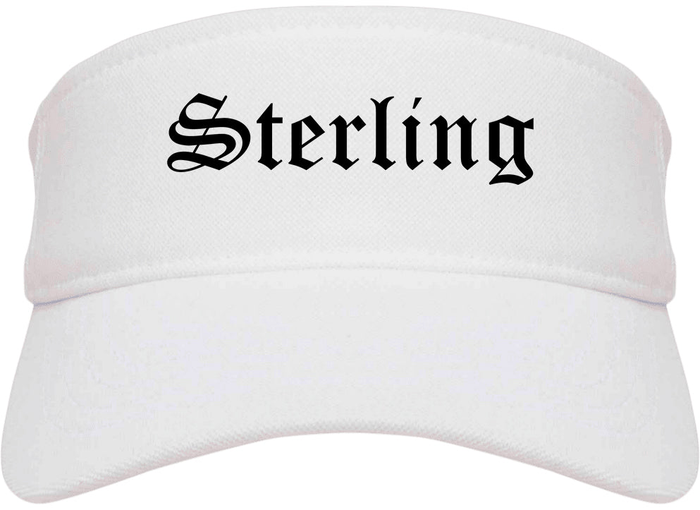 Sterling Illinois IL Old English Mens Visor Cap Hat White