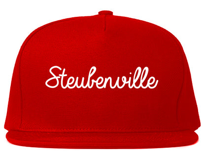 Steubenville Ohio OH Script Mens Snapback Hat Red