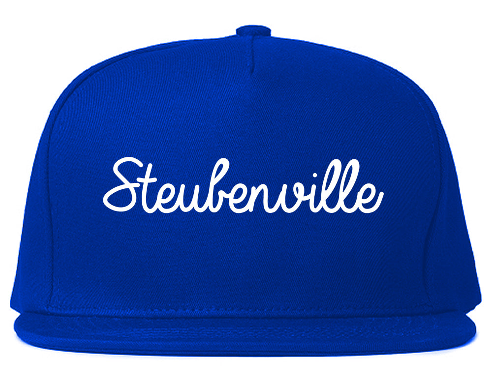 Steubenville Ohio OH Script Mens Snapback Hat Royal Blue