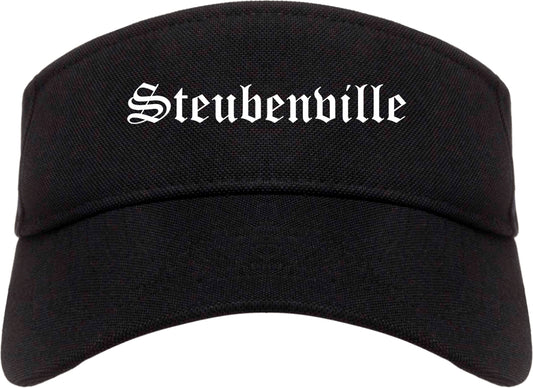Steubenville Ohio OH Old English Mens Visor Cap Hat Black
