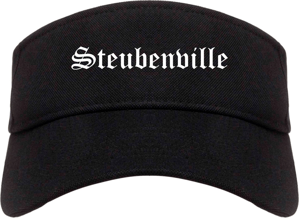 Steubenville Ohio OH Old English Mens Visor Cap Hat Black