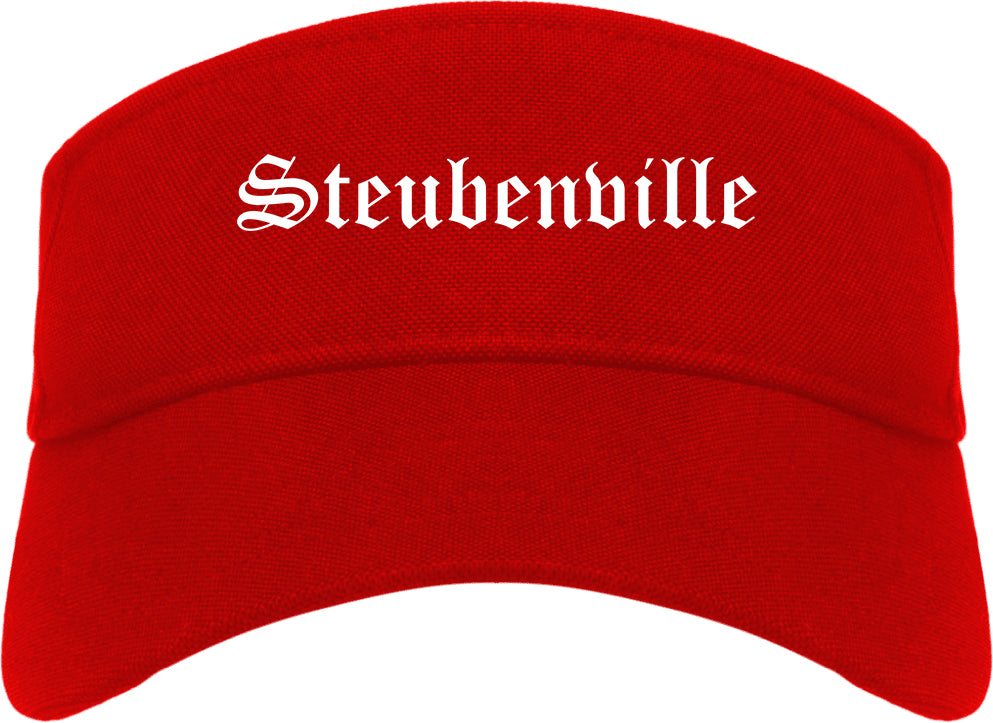Steubenville Ohio OH Old English Mens Visor Cap Hat Red