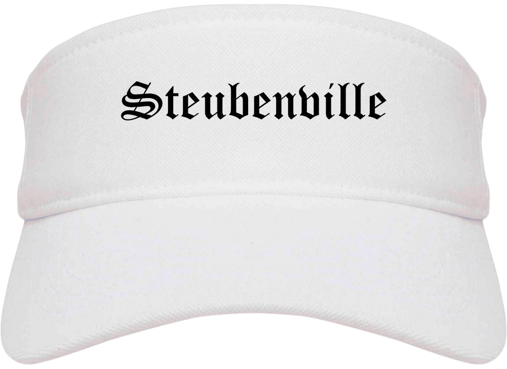 Steubenville Ohio OH Old English Mens Visor Cap Hat White