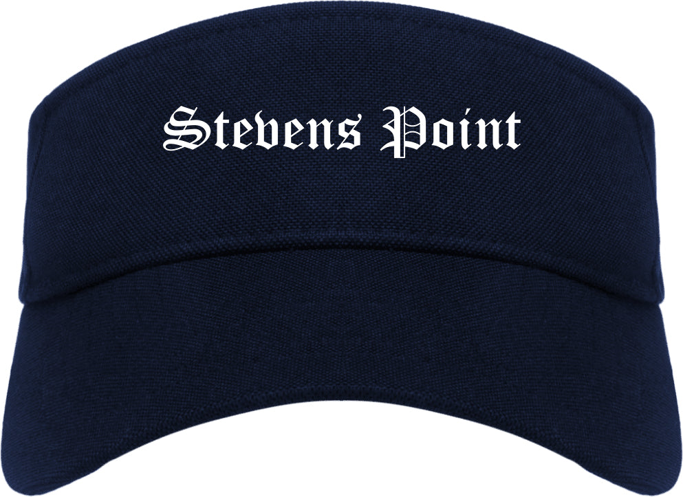 Stevens Point Wisconsin WI Old English Mens Visor Cap Hat Navy Blue