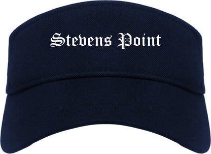 Stevens Point Wisconsin WI Old English Mens Visor Cap Hat Navy Blue