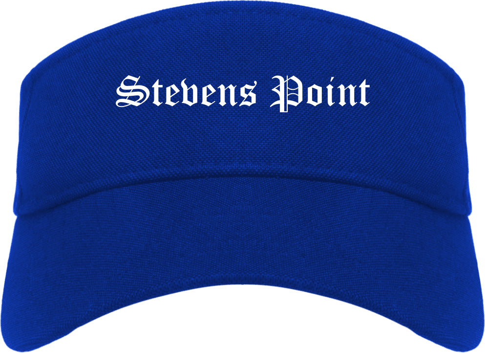 Stevens Point Wisconsin WI Old English Mens Visor Cap Hat Royal Blue