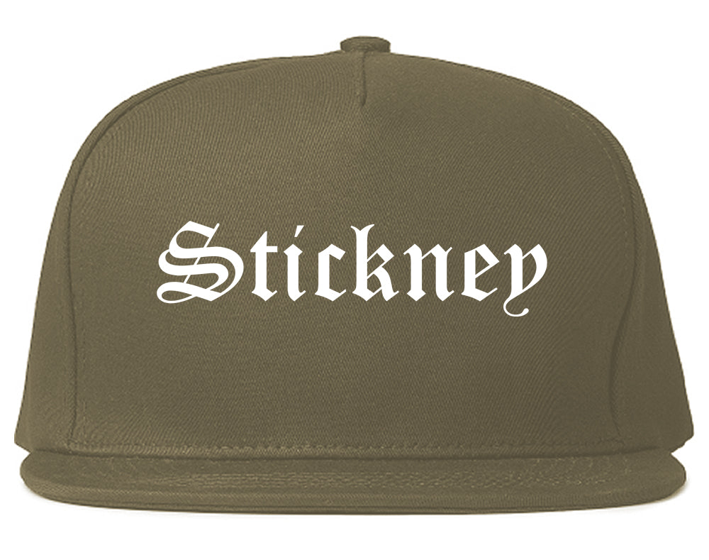 Stickney Illinois IL Old English Mens Snapback Hat Grey
