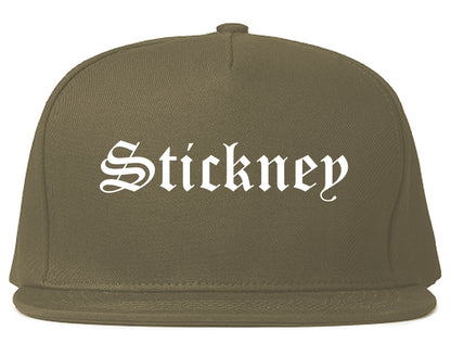 Stickney Illinois IL Old English Mens Snapback Hat Grey