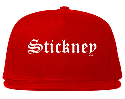 Stickney Illinois IL Old English Mens Snapback Hat Red