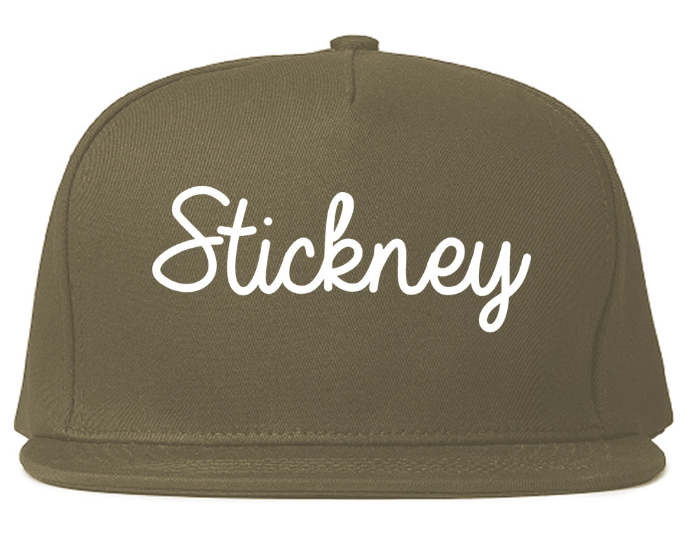 Stickney Illinois IL Script Mens Snapback Hat Grey