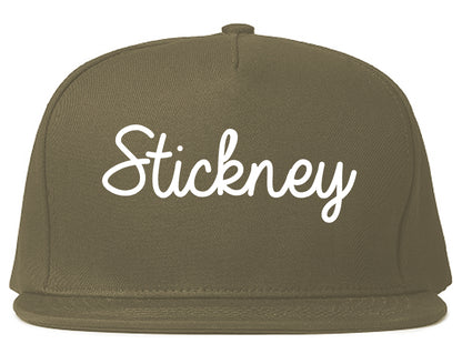 Stickney Illinois IL Script Mens Snapback Hat Grey