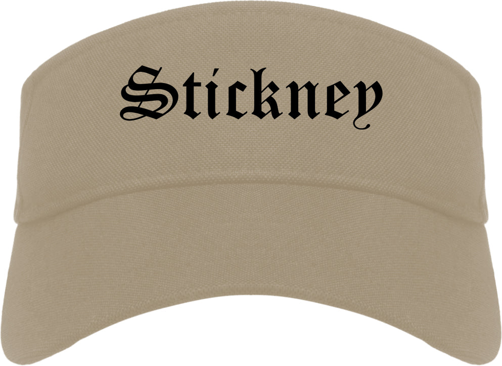 Stickney Illinois IL Old English Mens Visor Cap Hat Khaki