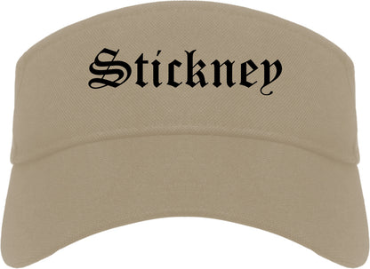 Stickney Illinois IL Old English Mens Visor Cap Hat Khaki