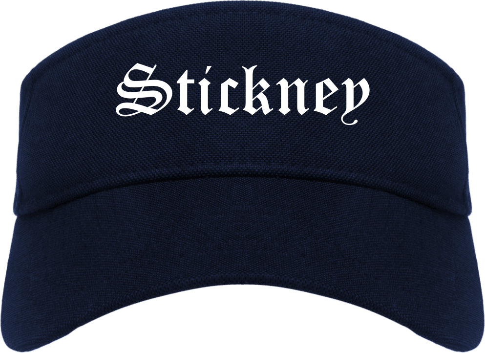 Stickney Illinois IL Old English Mens Visor Cap Hat Navy Blue
