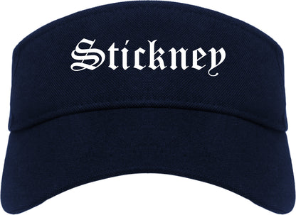 Stickney Illinois IL Old English Mens Visor Cap Hat Navy Blue