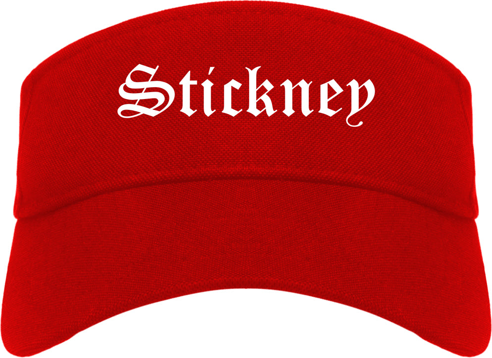 Stickney Illinois IL Old English Mens Visor Cap Hat Red