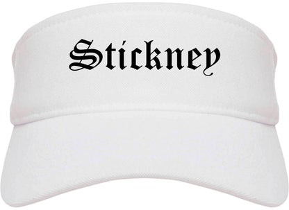 Stickney Illinois IL Old English Mens Visor Cap Hat White
