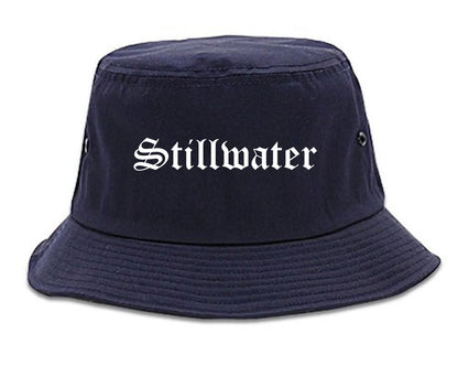 Stillwater Minnesota MN Old English Mens Bucket Hat Navy Blue