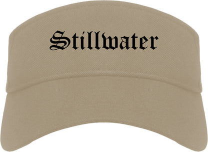 Stillwater Oklahoma OK Old English Mens Visor Cap Hat Khaki