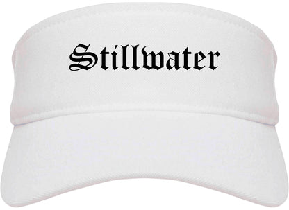 Stillwater Oklahoma OK Old English Mens Visor Cap Hat White
