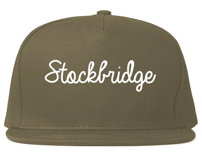 Stockbridge Georgia GA Script Mens Snapback Hat Grey