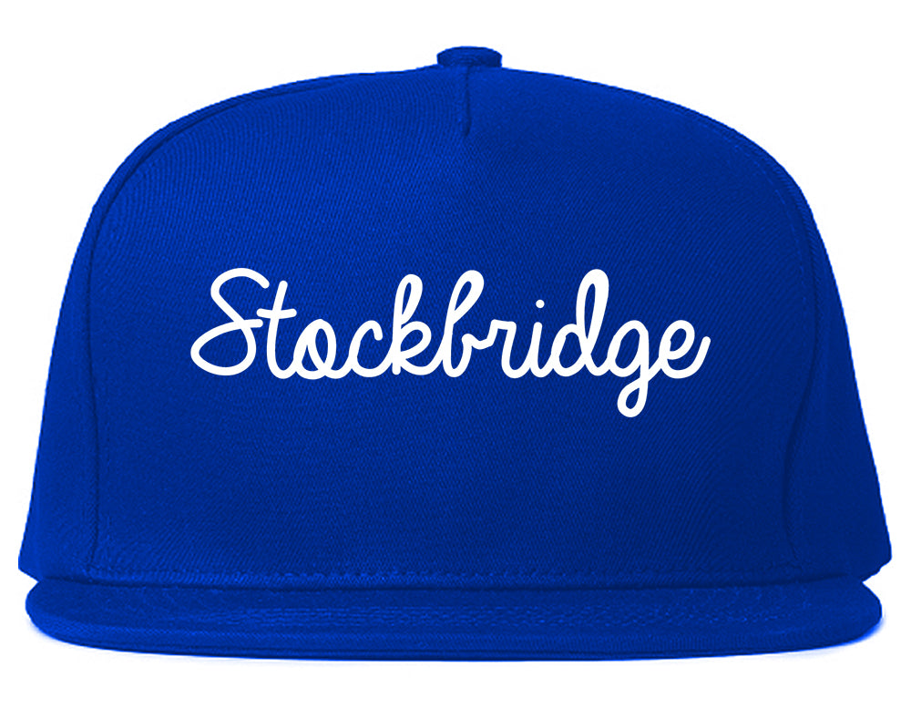 Stockbridge Georgia GA Script Mens Snapback Hat Royal Blue