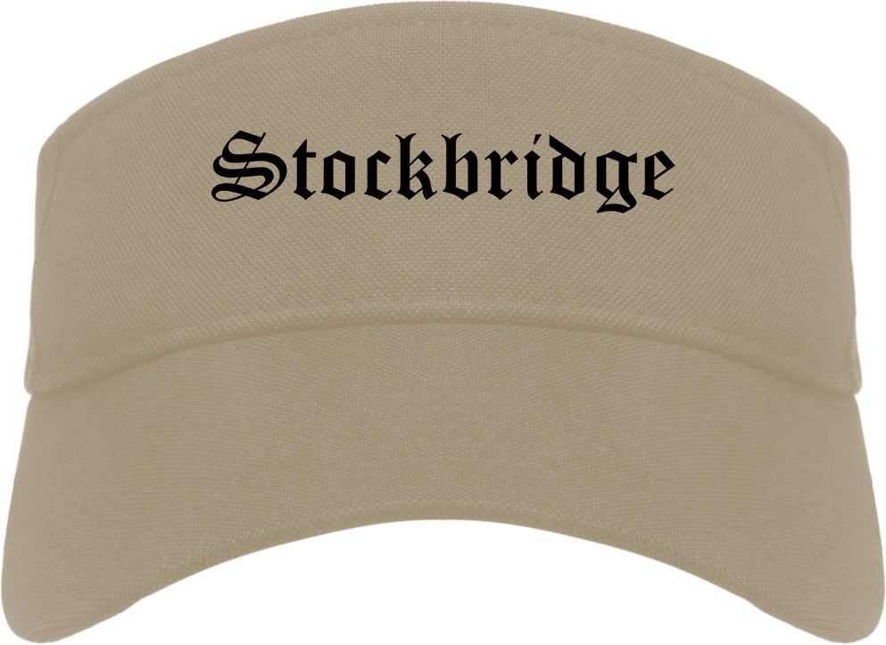 Stockbridge Georgia GA Old English Mens Visor Cap Hat Khaki